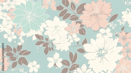 Delicate Floral Pattern Wallpaper, Made with Generative AI