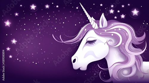 Unicorn and Stars 2D Background  Made with Generative AI