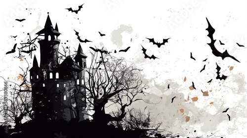 Spooky Castle 2D Background, Made with Generative AI