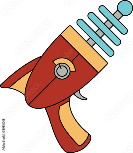 Laser gun in retro style flat vector illustration