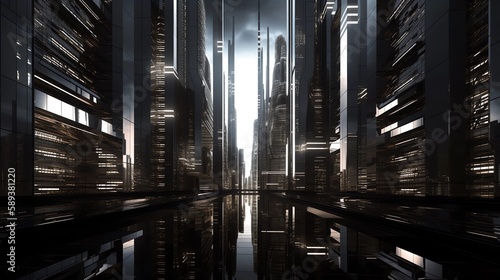Futuristic Cityscape Background, Made with Generative AI