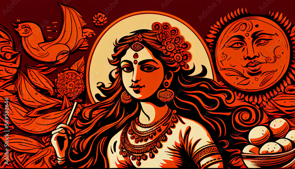 illustration abstract Navaratri Festival. Generative AI illustration abstract Navaratri Festival. Generative AI