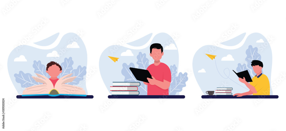 Obraz premium Flat Bundle World Book Day Design Illustration