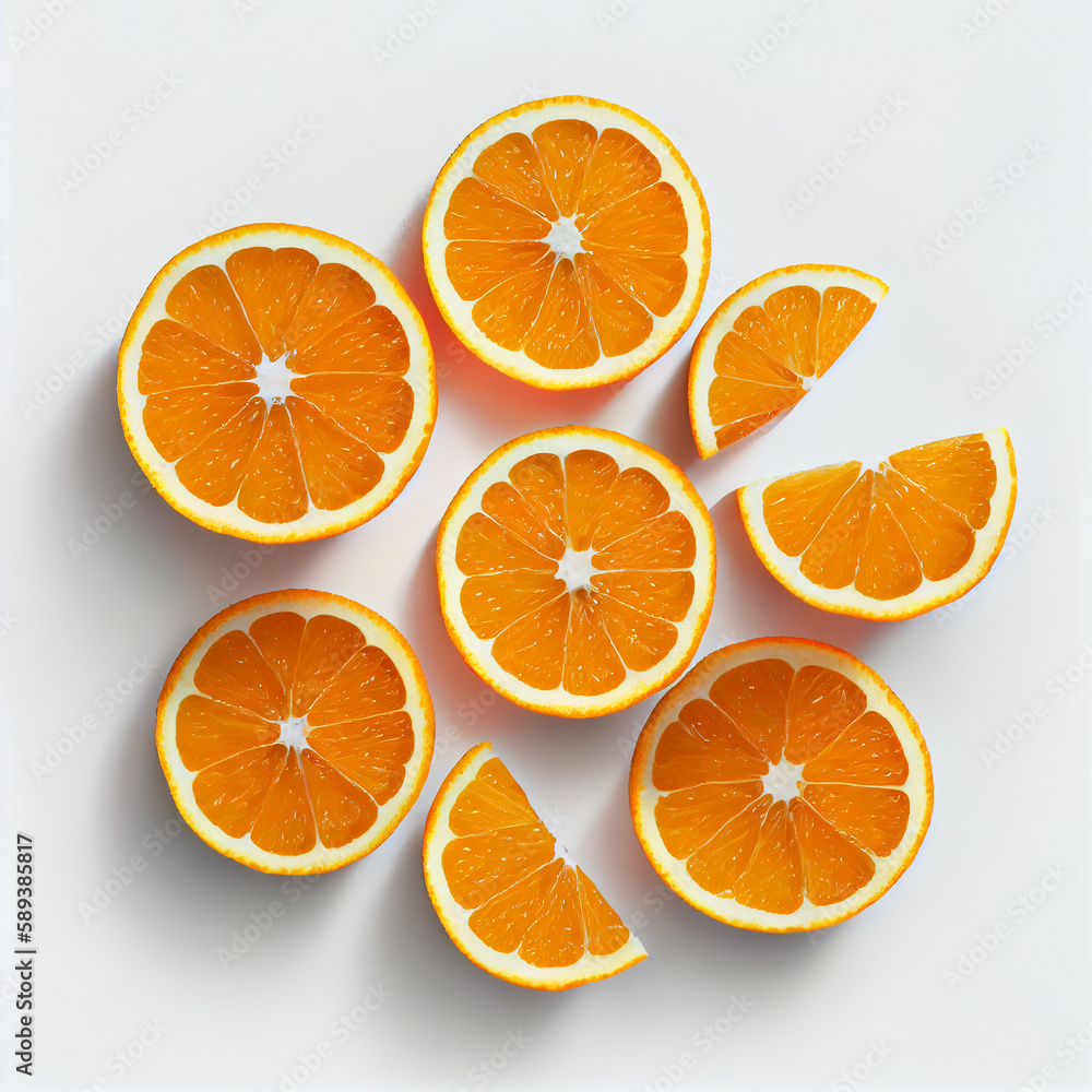 illustration orange fruit on white background. Generative AI illustration orange fruit on white background. Generative AI