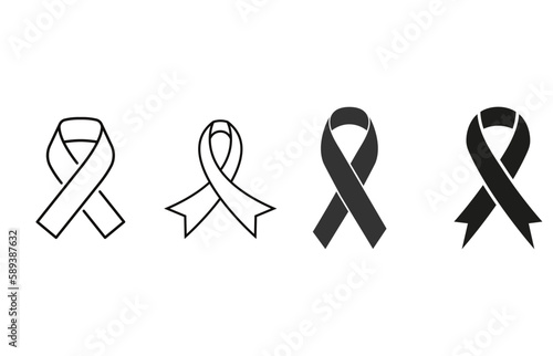 Consciousness ribbon White and black line icon 