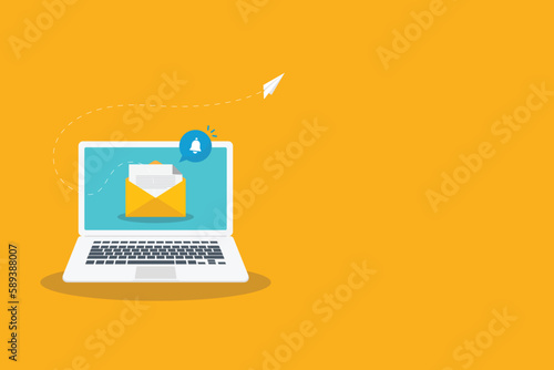 Newsletter. vector illustration of email marketing. subscription to newsletter, news, offers, promotions. a letter and envelope. subscribe, submit. send by mail.