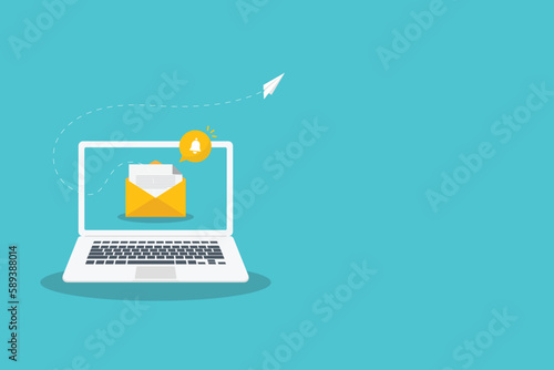 Newsletter. vector illustration of email marketing. subscription to newsletter, news, offers, promotions. a letter and envelope. subscribe, submit. send by mail.