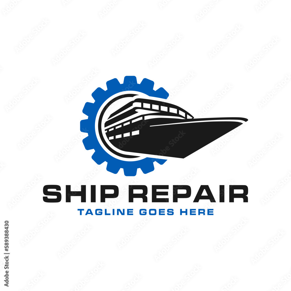 ship repair vector illustration logo design ship repair vector illustration logo design