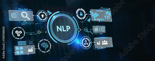 NLP Natural language processing AI Artificial intelligence. 3d illustration photo