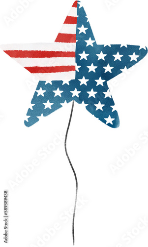 4th of July freedom independence day festive balloon cartoon watercolour decoration illustration	
 photo