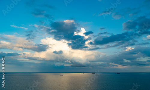 seascape in sunset. seascape in sunset horizon. beautiful seascape in sunset. © be free