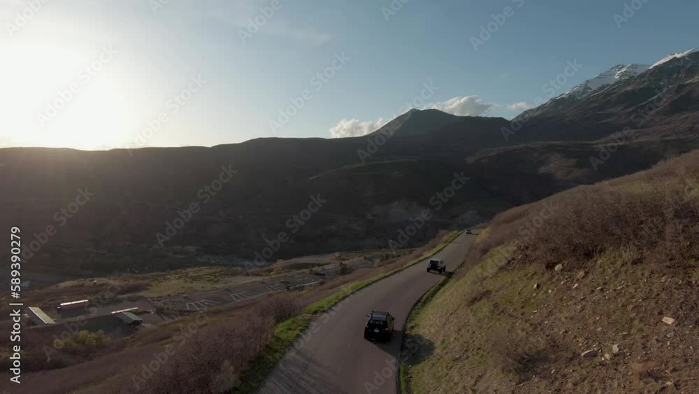 Panning aerial view of beautiful Sunset on the Wasatch Range in Utah. Panning aerial view of beautiful Sunset on the Wasatch Range in Utah.