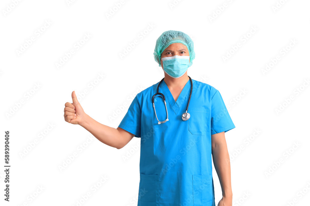 male doctor wearing blue suit