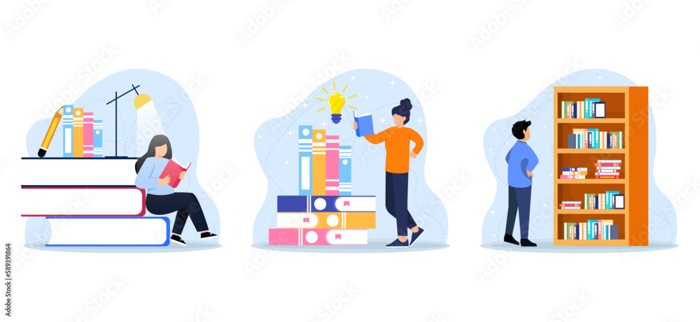 World Book Day Flat Bundle Illustration World Book Day Flat Bundle Illustration