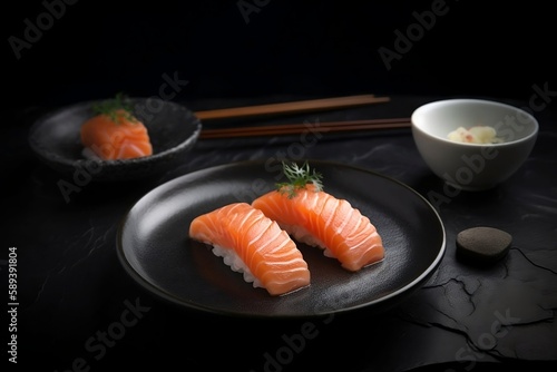Raw Salmon Sashimi Slice - Japanese Food Photography