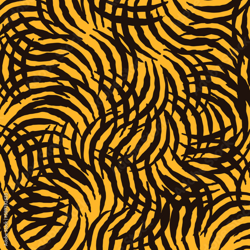 Fabric design, tiger pattern, patchwork pattern