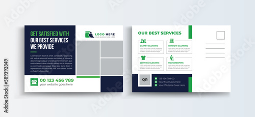 Cleaning Service Postcard Template | EDDM Postcard template Set, Cleaning company Business Postcard Design Layout.
