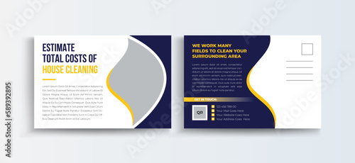 Cleaning Service Postcard Template | EDDM Postcard template Set, Cleaning company Business Postcard Design Layout.