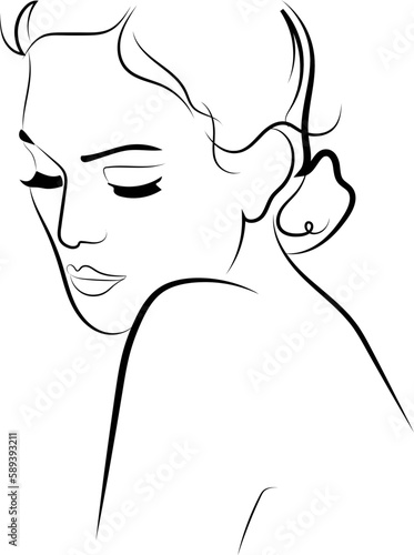 Beauty Woman Line Art