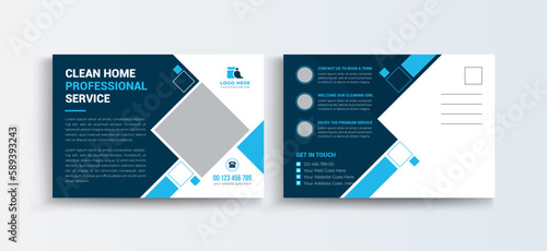 Cleaning Service Postcard Template | EDDM Postcard template Set, Cleaning company Business Postcard Design Layout.