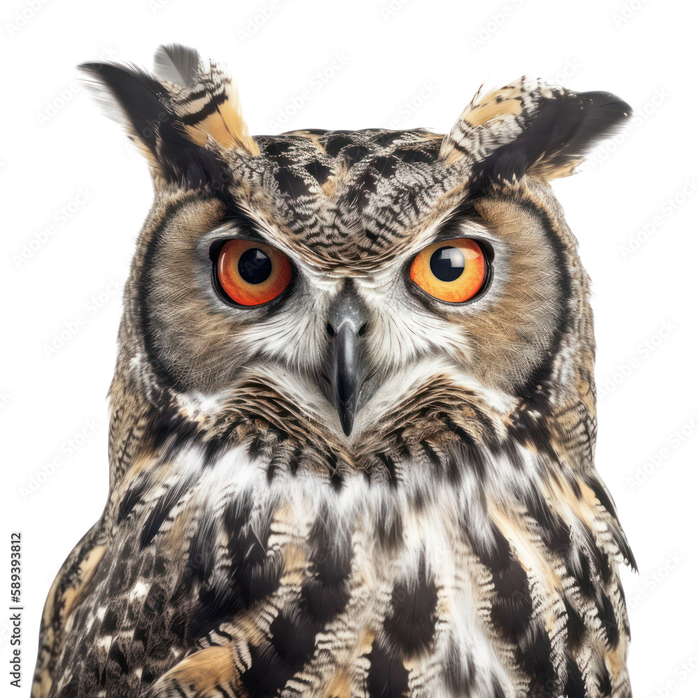 Obraz premium Owl isolated on white, transparent background, PNG, generative ai 