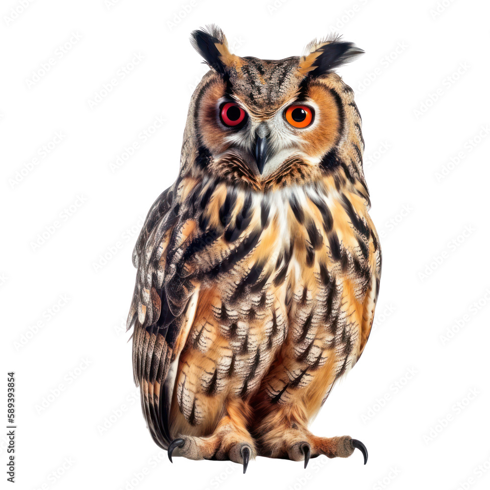 Fototapeta premium Owl isolated on white, transparent background, PNG, generative ai 