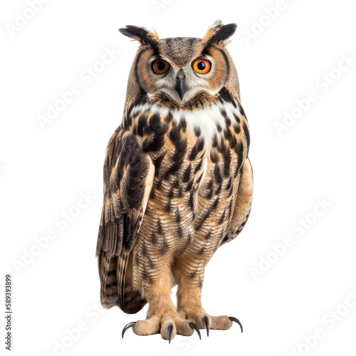 Owl isolated on white  transparent background  PNG  generative ai 