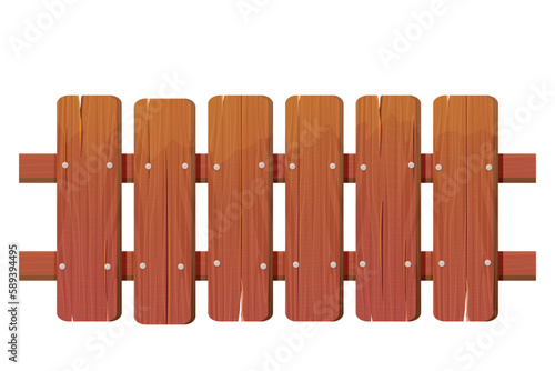 Wooden fencing on farm  ranch  garden isolated country timber fence in cartoon style isolated on white background. Hardwood slats  farming picket. Rural home protection  barrier of timber panels