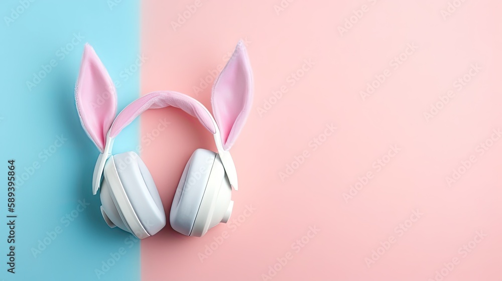 headphone ear rabbit with generative ai
