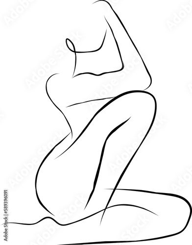 One Line Female Body Line Art Vector Woman