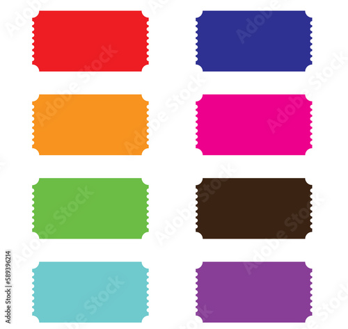Colorful tickets set. Colorful ticket icons. Ticket vector icons.
