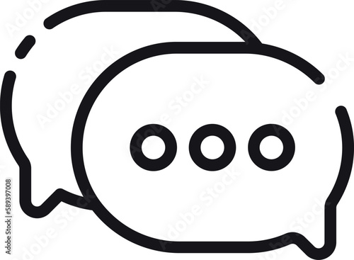 The speech bubble conversation icon is a graphic symbol used to represent communication, dialogue, or conversation in various contexts such as mobile apps, messaging platforms, and social media
