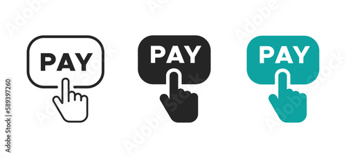 Pay button vector icons set