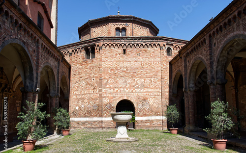 Il cortile di Pilato, the courtyard of Pilate, in Basilica of Santo Stefano. Bologna, Italy photo