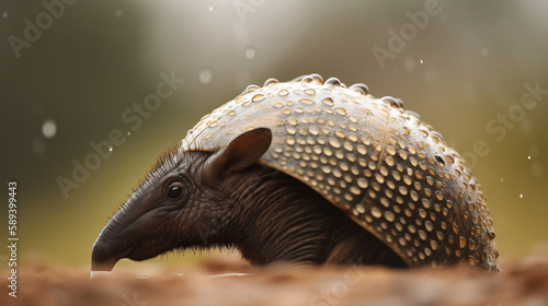 Armadillo in the rain