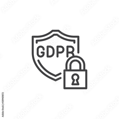 GDPR shield line icon