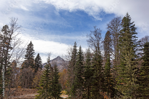 Late autumn, nature walks, mountain panorama and hiking trails, warm autumn weather.