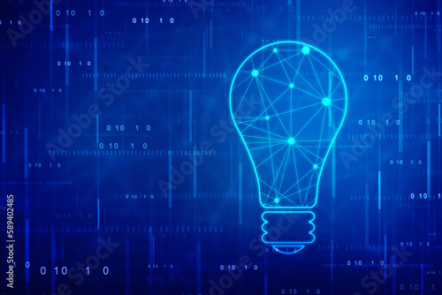 Bulb illustration on technology background, Future technology, innovation background, creative idea concept, Abstract technology background