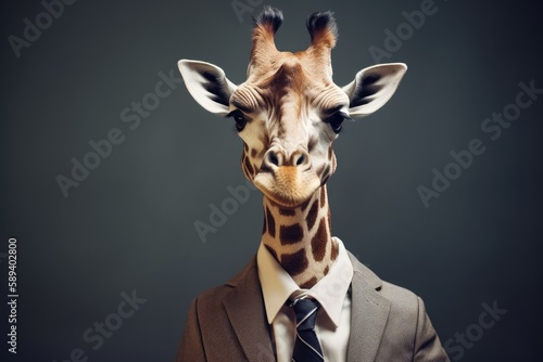 giraffe posing in business suit  © PinkiePie