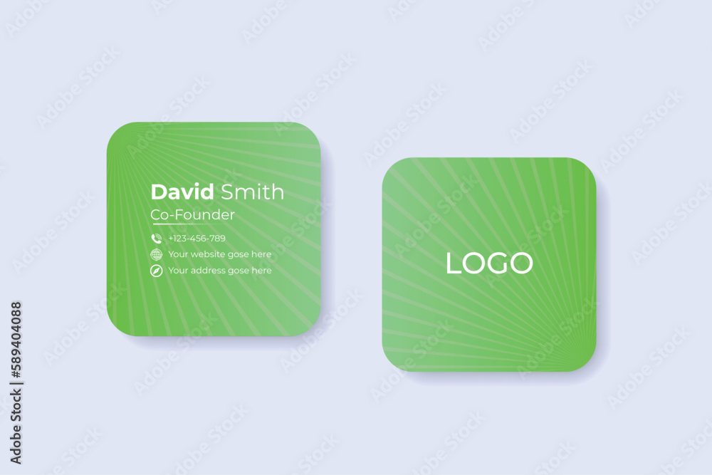 Obraz premium Clean Style Modern Corporate Rounded Square Business Card Vector Template