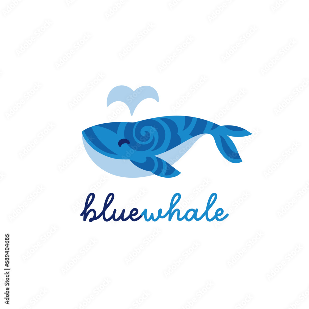 Cute blue tribal whale logo design Cute blue tribal whale logo design