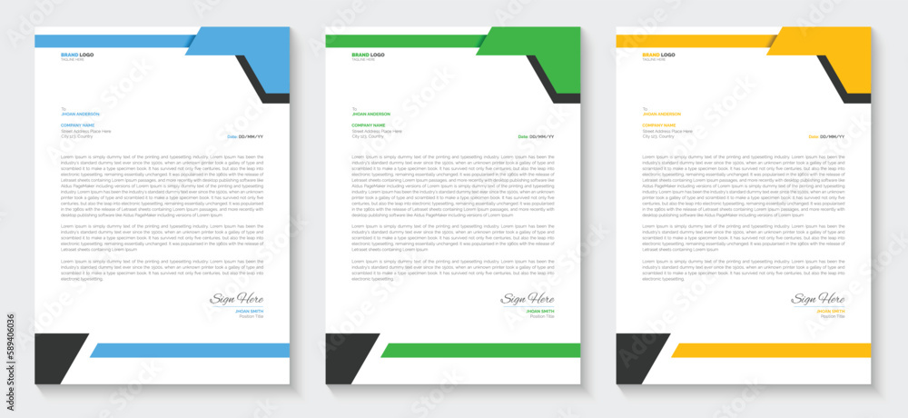 Modern and clean business letterhead template Modern and clean business letterhead template
