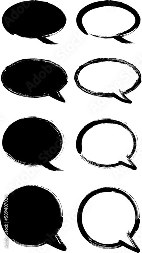 和風な筆書き　シンプルな吹き出しセット