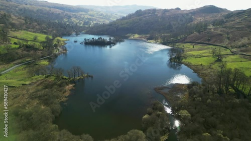 Flying up the River Rothay towards Rydal Water in the English Lake District Cumbria photo