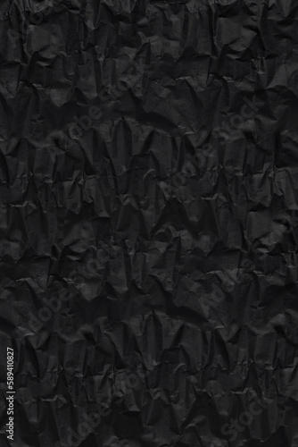 black crumpeled wrapping rough paper pattern for background