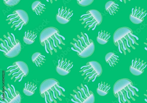 Cartoon ocean animals seamless jellyfish pattern for fabrics and wrapping paper and linens and kids clothes print