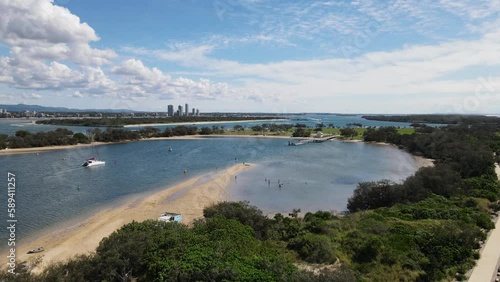 Wallpaper Mural Gold Coast Marine stadium with a newly built public pontoon and mooring jetty next to surrounding park areas. Drone view Torontodigital.ca