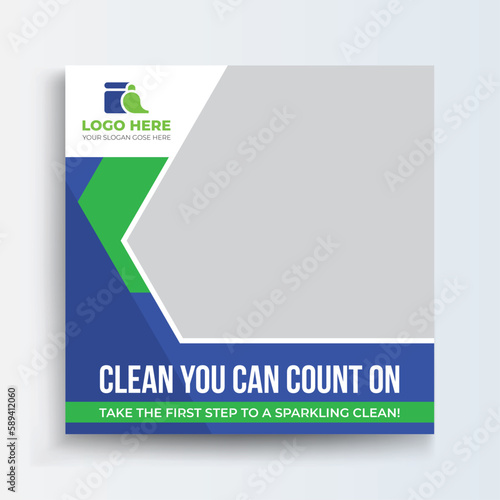 Cleaning Service Company home and hotel cleaning social media post banner. Cleaning service marketing post banner design. Home Cleaning social media post banner.