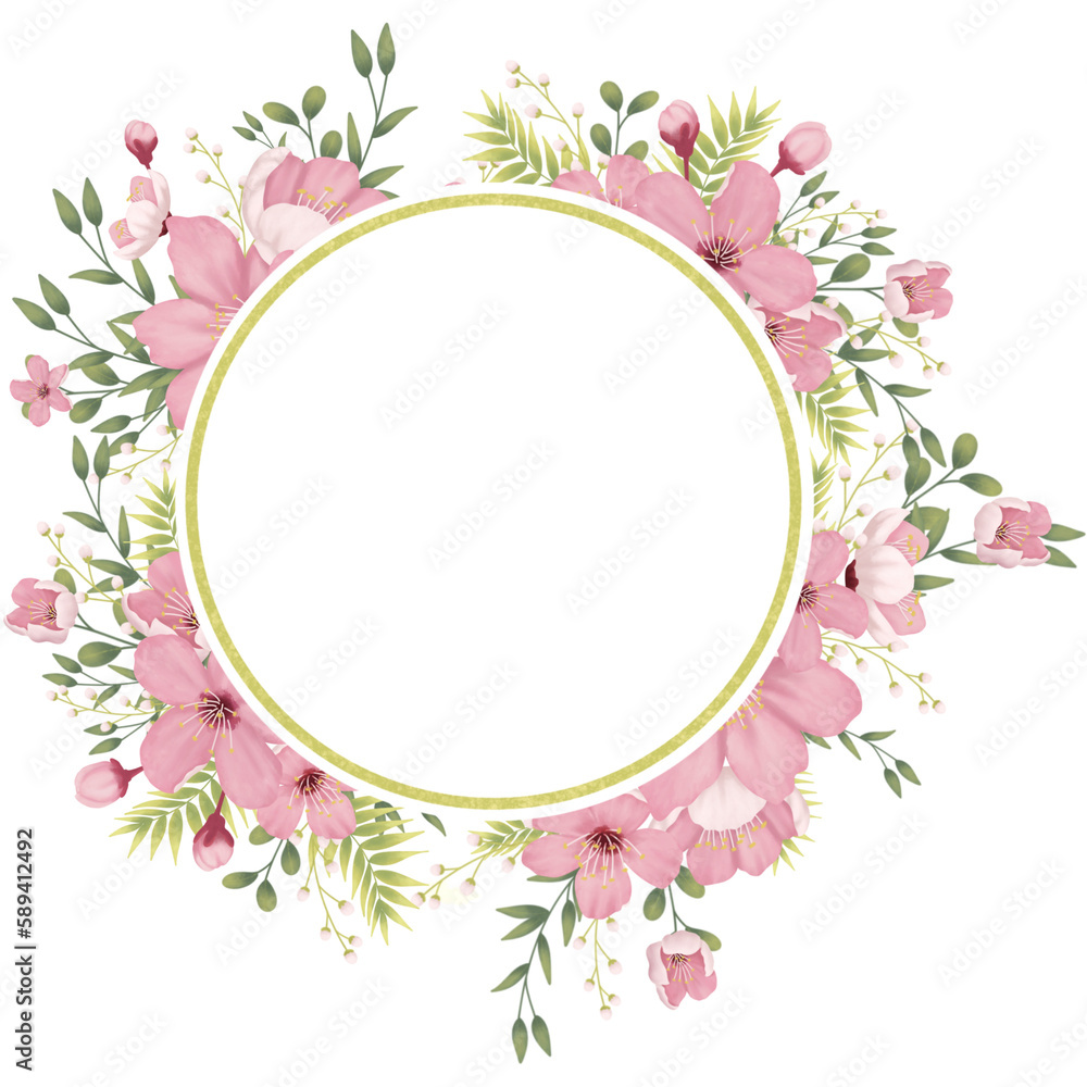 Circular Pink Flower Frame