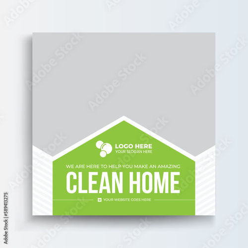 Cleaning Service Company home and hotel cleaning social media post banner. Cleaning service marketing post banner design. Home Cleaning social media post banner.